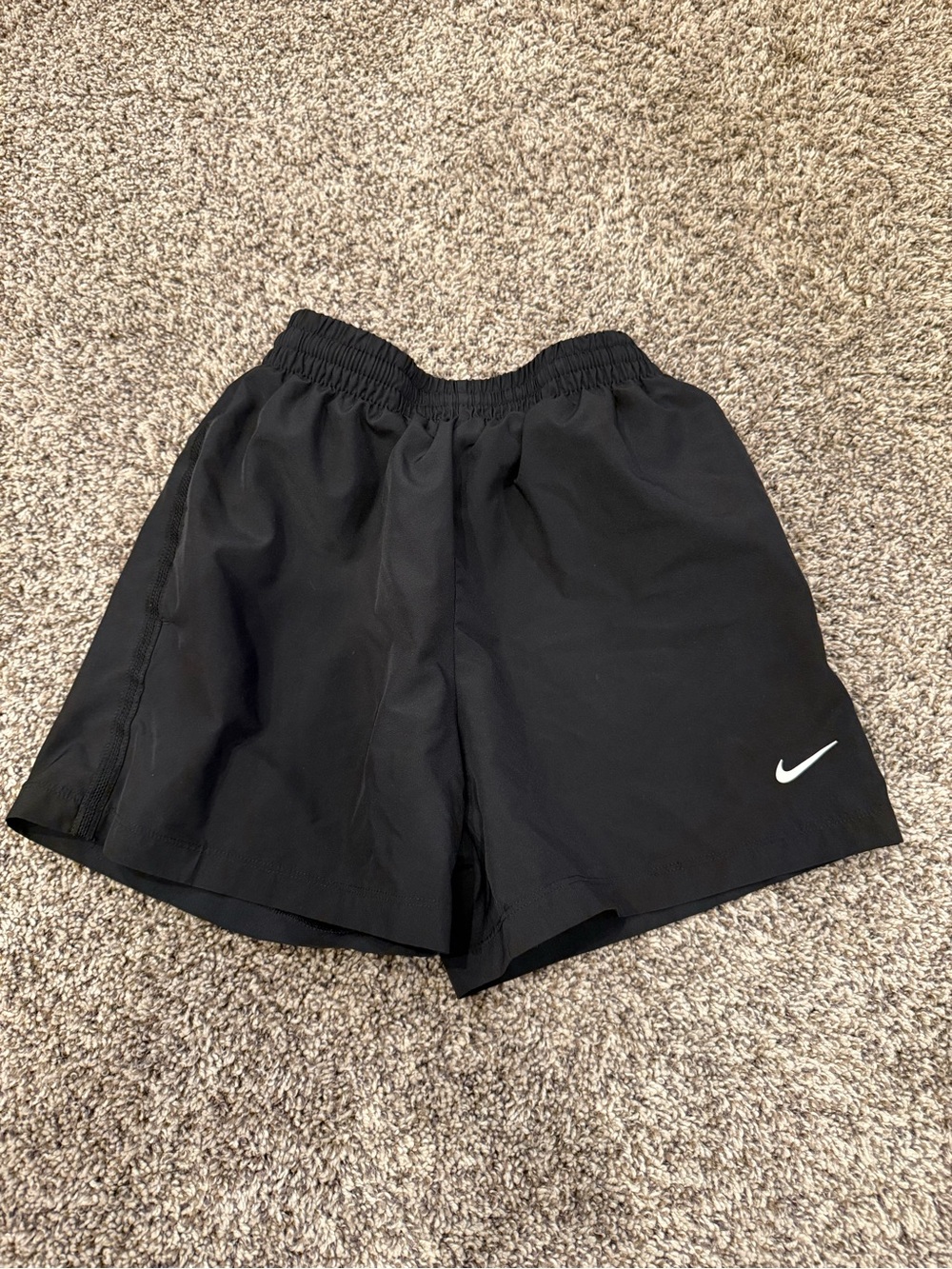 Nike Black Kids Athletic Shorts with White Swoosh